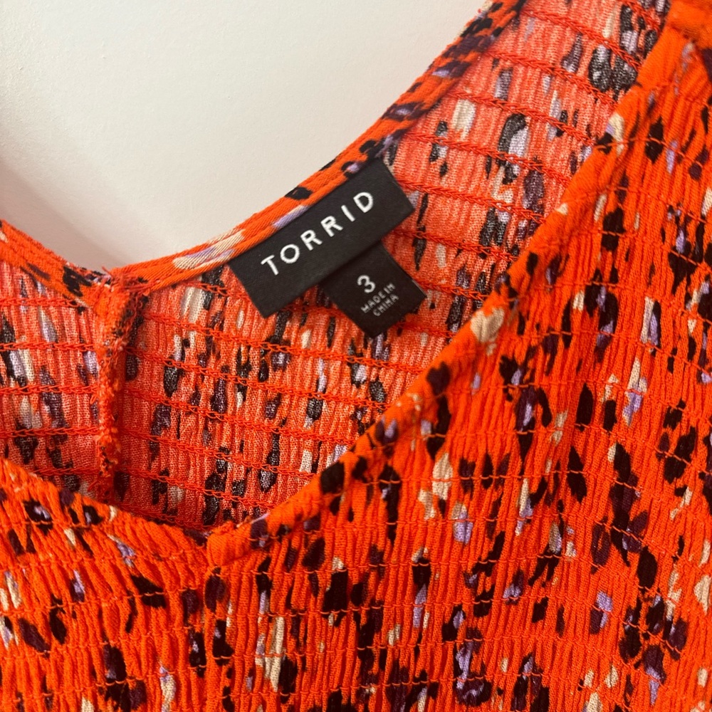 Torrid Smocked Top Cap Seeve Midi Dress - Picture 3 of 4